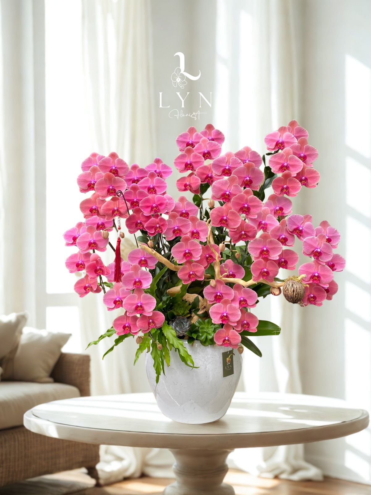 Chậu Hoa Lan Hồ Điệp Hồng Cam Đào